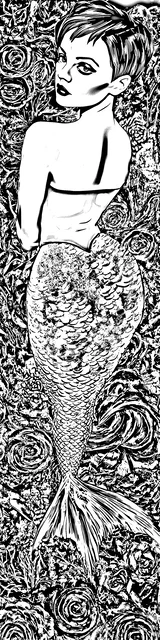 Free colorable bookmarks of a mermaid posing confidently